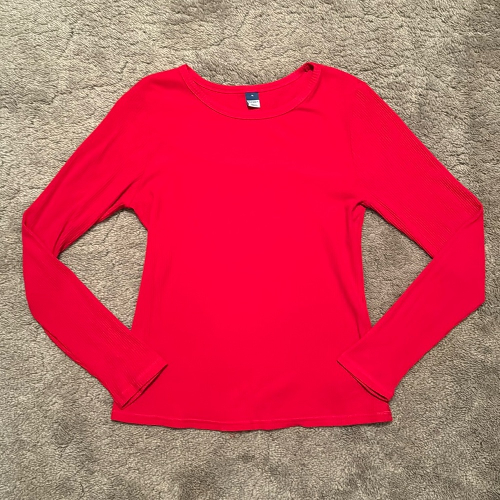 Old Navy Basic Slim Fit Red Long Sleeve Top Size L